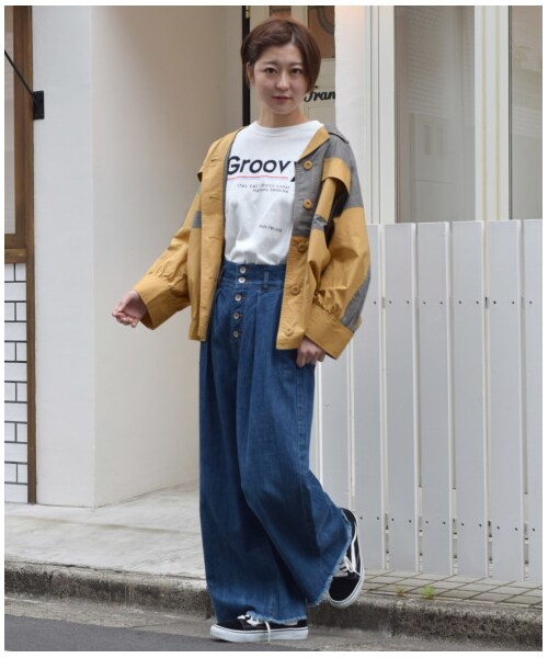 w closet（ダブルクローゼット）の「異素材切替シャツ羽織り（ジャケット/アウター・レディース・キナリ/ベージュ/カーキ/ネイビー・FREE）」の12枚目の写真