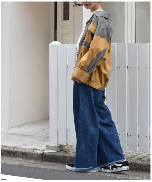 w closet（ダブルクローゼット）の「異素材切替シャツ羽織り（ジャケット/アウター・レディース・キナリ/ベージュ/カーキ/ネイビー・FREE）」の13枚目の写真