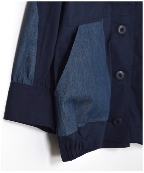 w closet（ダブルクローゼット）の「異素材切替シャツ羽織り（ジャケット/アウター・レディース・キナリ/ベージュ/カーキ/ネイビー・FREE）」の11枚目の写真