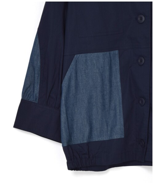 w closet（ダブルクローゼット）の「異素材切替シャツ羽織り（ジャケット/アウター・レディース・キナリ/ベージュ/カーキ/ネイビー・FREE）」の10枚目の写真