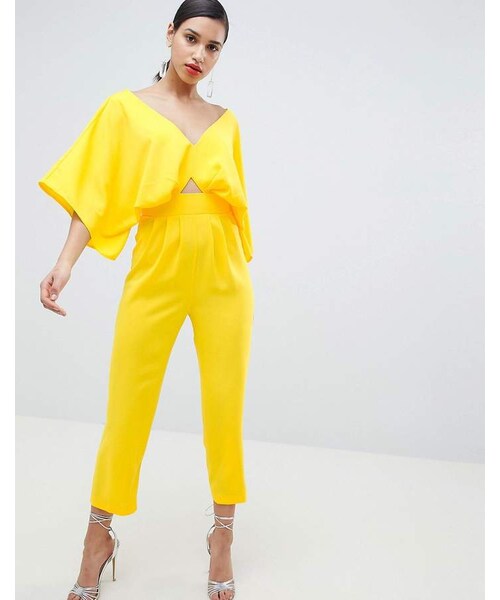 asos design jumpsuit with kimono sleeve and peg leg