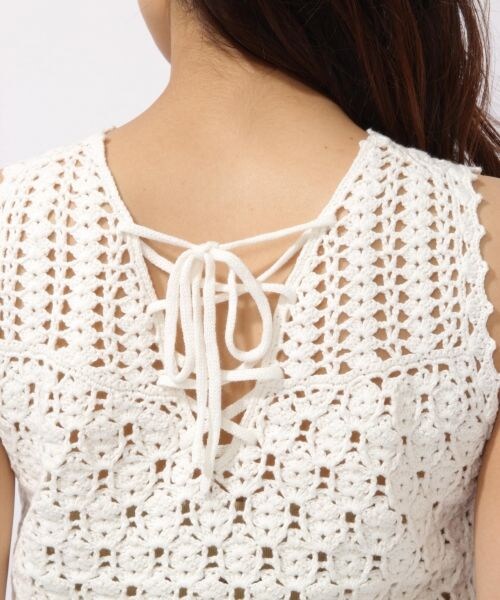 laboratory work（ラボラトリーワーク）の「カギ針ノースリプルオーバー（トップス・ホワイト/ブラウン/イエロー）」の14枚目の写真