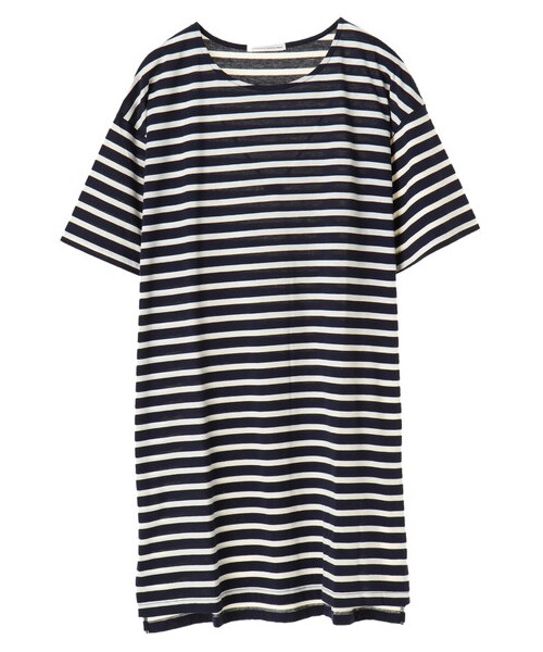 E hyphen world gallery(イーハイフンワールドギャラリー)の「・ドロップショルダーTワンピース(ワンピース/ドレス・オフホワイト/ブラック/カーキ/ボーダーアイボリー/ボーダーネイビー・F)」の10枚目の写真