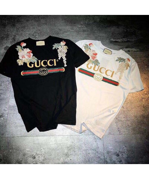 Gucci グッチ の Gucciグッチ 半袖tシャツ 刺繍 メンズレディース M105 Tシャツ カットソー Wear