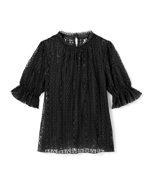GRL(グレイル)の「キャミ付フラワーレーストップス(シャツ/ブラウス・レディース・オフホワイト/ブラック/グリーン・M)」の2枚目の写真