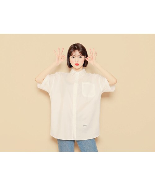 HOTPING（ホッピン）の「ワンポケットラベルポイントシャツ（シャツ/ブラウス・レディース・ネイビー/カーキ/ブラック/ベージュ/ピンク/マスタード/ホワイト・フリーサイズ(XS-XL)）」の2枚目の写真