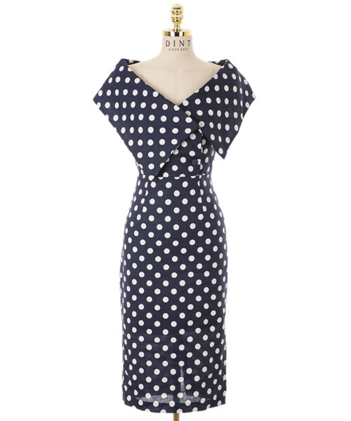 DINT（ディント）の「ビッグカラーオープントットワンピース（ワンピース・レディース・화이트/베이지/블루・S/M）」の4枚目の写真