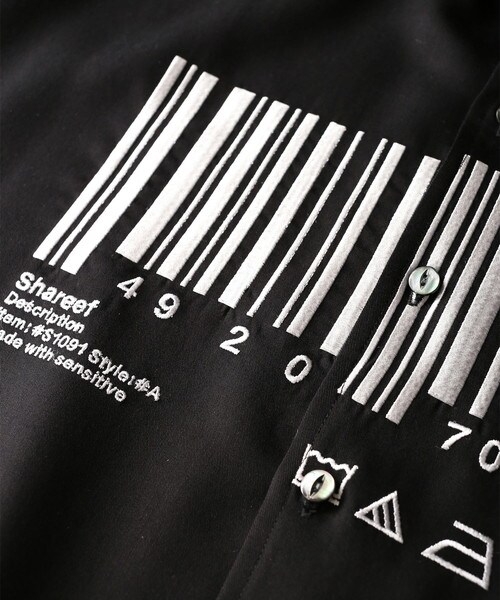 SHAREEF（シャリーフ）の「【6/30入荷予定】"BARCODE"半袖ビッグシャツ（その他・メンズ・BLK/WHT・1/2）」の8枚目の写真