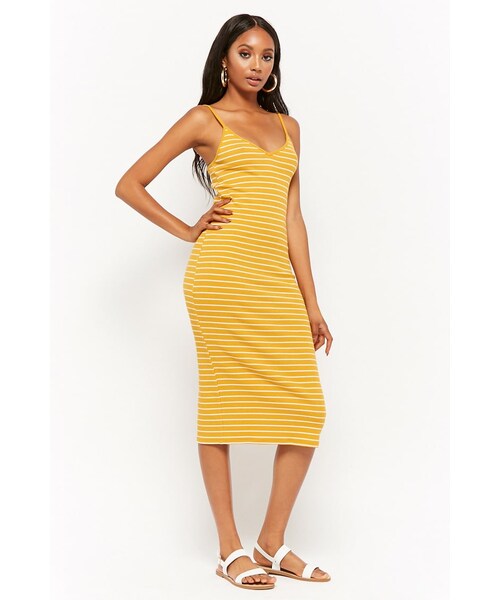 Forever 21 フォーエバー トゥエンティーワン の ボーダーキャミソールミディタイトワンピース ワンピース ドレス Wear