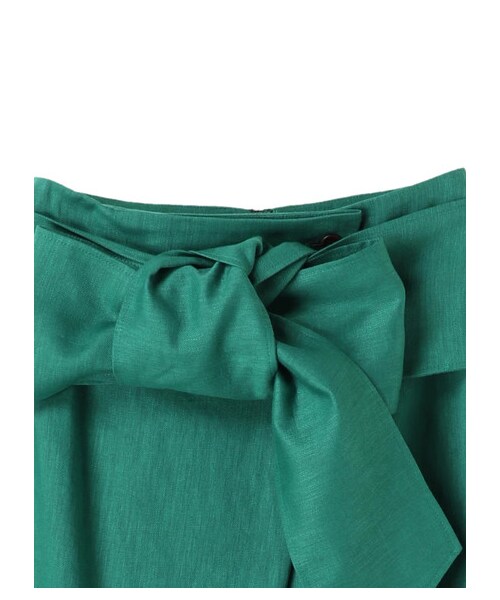 GARAGE OF GOOD CLOTHING(ガレージオブグッドクロージング)の「&L ウエストリボン巻き風Iラインスカート(スカート・グリーン/パープル・36/38)」の3枚目の写真