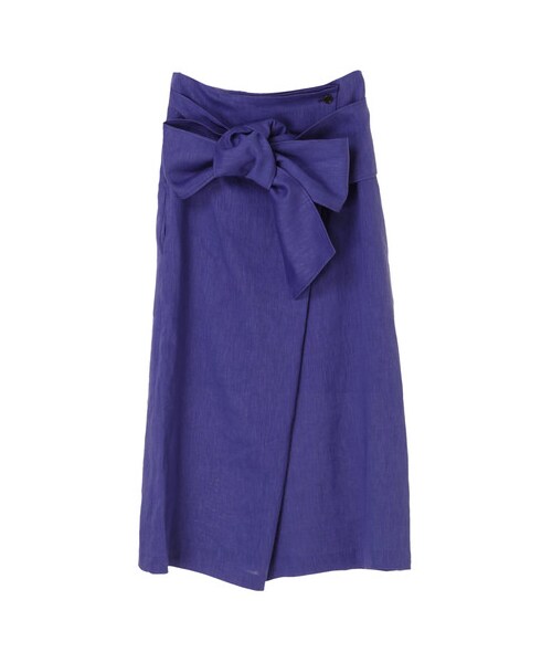GARAGE OF GOOD CLOTHING(ガレージオブグッドクロージング)の「&L ウエストリボン巻き風Iラインスカート(スカート・グリーン/パープル・36/38)」の8枚目の写真