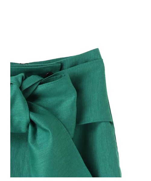 GARAGE OF GOOD CLOTHING(ガレージオブグッドクロージング)の「&L ウエストリボン巻き風Iラインスカート(スカート・グリーン/パープル・36/38)」の4枚目の写真