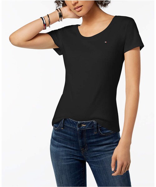 TOMMY HILFIGER(トミーヒルフィガー)の「Tommy Hilfiger Cotton Logo T-Shirt, Created for Macy's(Tシャツ/カットソー・レディース・Pink/Black/Coralie/Red/Blue/Sweet Pea/White・XS/S/M/L/XL/XXL)」の3枚目の写真