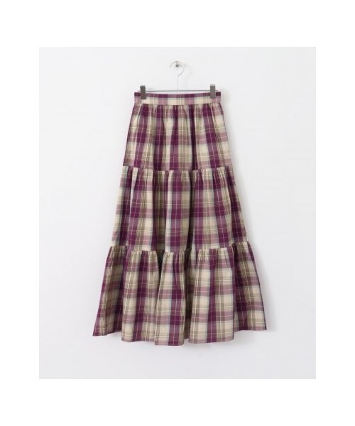 KBF（ケイビーエフ）の「KBF+ チェックボリュームフレアスカート（スカート・レディース・GREEN/YELLOW/BEIGE・one）」の13枚目の写真