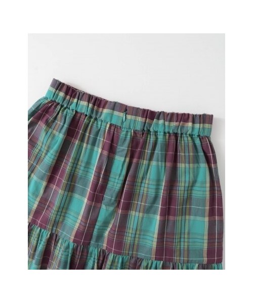 KBF（ケイビーエフ）の「KBF+ チェックボリュームフレアスカート（スカート・レディース・GREEN/YELLOW/BEIGE・one）」の18枚目の写真