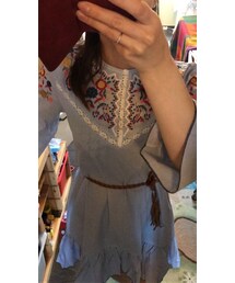 munii おまとめザラキッズ 刺繍ブラウンフリル襟ワンピースフリルベスト ガールズ 可愛い 春ワンピース ブラウン フリル襟 花刺繍 100