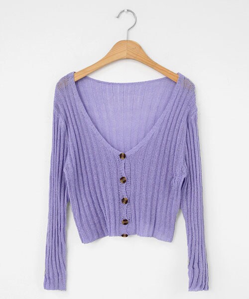 DHOLIC（ディーホリック）の「クロップドリブニットカーディガン（カーディガン/ボレロ・レディース・グリーン/レッド/ホワイト/ブラック/ベージュ/パープル・FREE）」の5枚目の写真