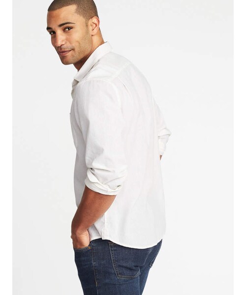 OLD NAVY（オールドネイビー）の「Regular-Fit Linen-Blend Shirt for Men（シャツ/ブラウス・メンズ・Anchors Away/Cream/Light Blue/Olive Through This/Peach・Regular Xs/Regular S/Regular M/Regular L/Regular Xl/Big Xxl/Big Xxxl/Tall M/Tall L/Tall Xl/Tall Xxl/Tall Xxxl）」の8枚目の写真