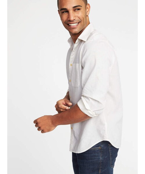 OLD NAVY（オールドネイビー）の「Regular-Fit Linen-Blend Shirt for Men（シャツ/ブラウス・メンズ・Anchors Away/Cream/Light Blue/Olive Through This/Peach・Regular Xs/Regular S/Regular M/Regular L/Regular Xl/Big Xxl/Big Xxxl/Tall M/Tall L/Tall Xl/Tall Xxl/Tall Xxxl）」の7枚目の写真