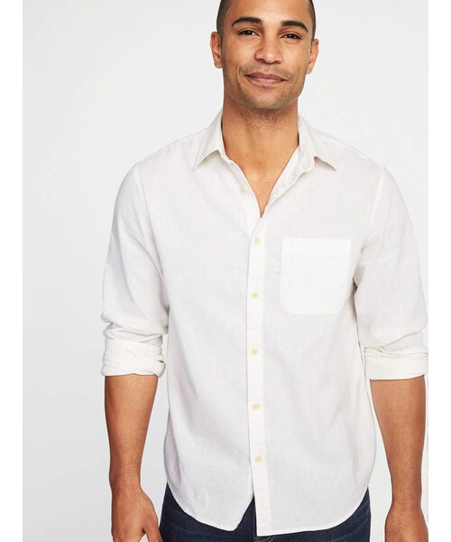 OLD NAVY（オールドネイビー）の「Regular-Fit Linen-Blend Shirt for Men（シャツ/ブラウス・メンズ・Anchors Away/Cream/Light Blue/Olive Through This/Peach・Regular Xs/Regular S/Regular M/Regular L/Regular Xl/Big Xxl/Big Xxxl/Tall M/Tall L/Tall Xl/Tall Xxl/Tall Xxxl）」の13枚目の写真
