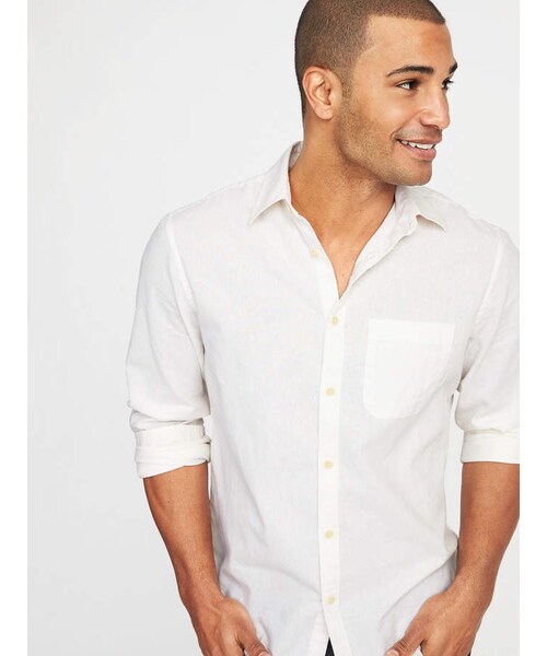 OLD NAVY（オールドネイビー）の「Regular-Fit Linen-Blend Shirt for Men（シャツ/ブラウス・メンズ・Anchors Away/Cream/Light Blue/Olive Through This/Peach・Regular Xs/Regular S/Regular M/Regular L/Regular Xl/Big Xxl/Big Xxxl/Tall M/Tall L/Tall Xl/Tall Xxl/Tall Xxxl）」の11枚目の写真