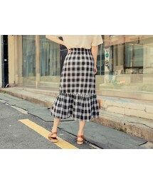 HOTPING | リンクルフリルヘムチェックスカート(スカート)