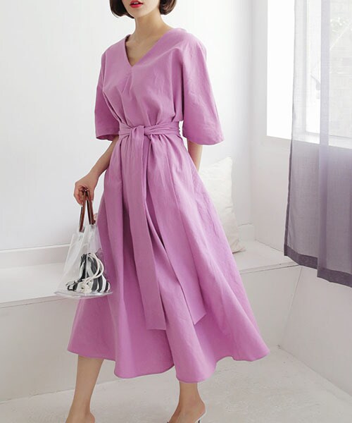 DHOLIC（ディーホリック）の「ストラップSETフレアワンピース（ワンピース・レディース・ホワイト/パープル・FREE）」の2枚目の写真