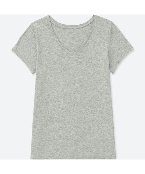 UNIQLO（ユニクロ）の「カラーVネックT（半袖）（Tシャツ/カットソー・レディース・BLACK 09/WHITE 00/NAVY 69/OLIVE 56/GRAY 03・L/S/M/XL）」の3枚目の写真