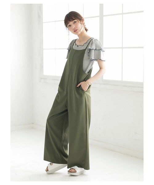 Green　Parks（グリーンパークス）の「・キャミソールサロペット（オールインワン・サロペット・ブラック/カーキ/ネイビー/ドット・F）」の2枚目の写真