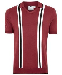 TOPMAN | Topman Mens Red Revere Stripe Short Sleeve Knitted Polo(シャツ/ブラウス)