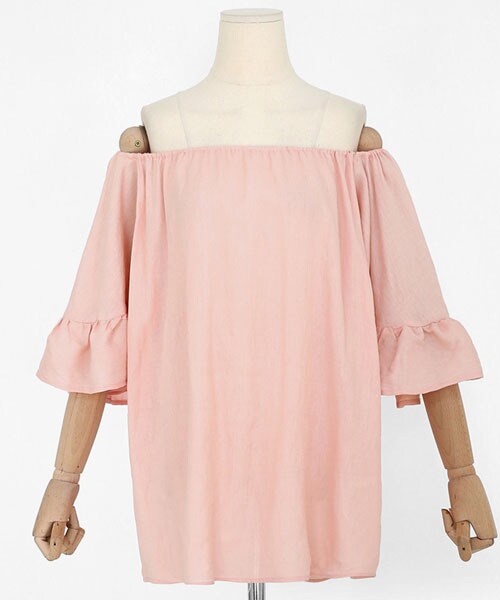 DHOLIC（ディーホリック）の「ラッフルスリーブオフショルブラウス（シャツ/ブラウス・レディース・ホワイト/ブラック/ピンク・FREE）」の3枚目の写真