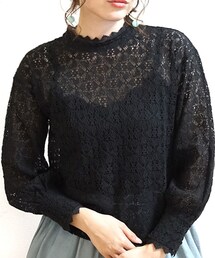 Tiffee SELECT | 首つまりフリルネックラッセルレースブラウス(シャツ/ブラウス)