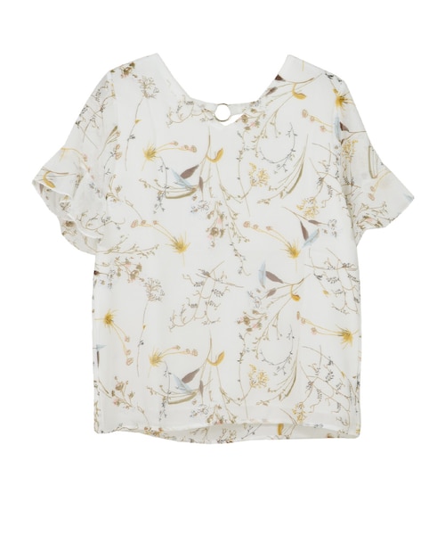 STYLEBLOCK（スタイルブロック）の「花柄フレアスリーブブラウス（シャツ/ブラウス・レディース・ホワイト/イエロー/ブルー・S）」の2枚目の写真