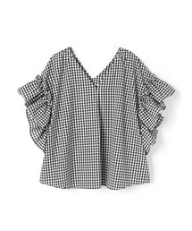 GRL | 前後2wayボリュームフリルVネックギンガムチェックブラウス(シャツ/ブラウス)
