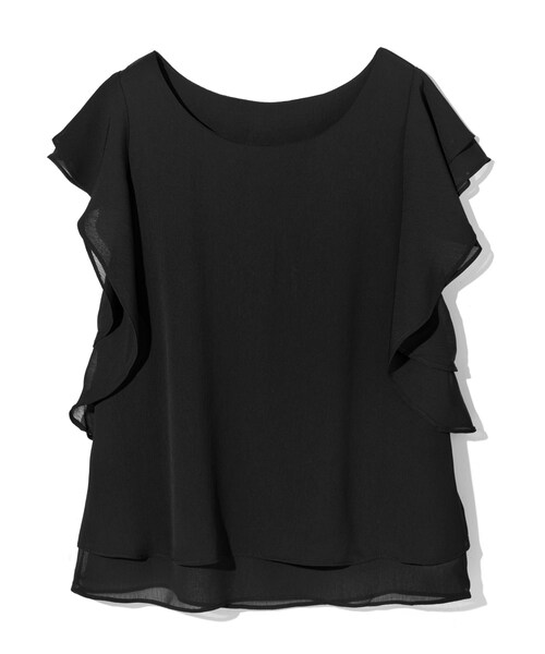 GRL（グレイル）の「ラッフルスリーブブラウス（シャツ/ブラウス・レディース・オフホワイト/ブラック/ピンク・F）」の2枚目の写真