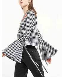 ZARA ザラ★フレアスリーブ 花柄刺繍 スタッズ トレンチコート ダブル 総柄 20180630102251272_215.jpeg