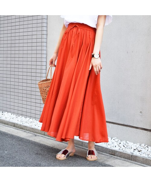 no brand(ノーブランド)の「【SALE】コットンカラーギャザーアシメSK(スカート・レディース・その他)」の4枚目の写真