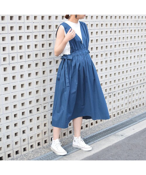 no brand（ノーブランド）の「【 MORE SALE 】VネックコットンギャザーOP（ワンピース・レディース・その他）」の13枚目の写真