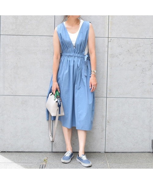 no brand（ノーブランド）の「【 MORE SALE 】VネックコットンギャザーOP（ワンピース・レディース・その他）」の3枚目の写真