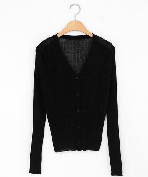 DHOLIC(ディーホリック)の「リブニットVネックカーディガン(カーディガン/ボレロ・レディース・ブルー/ベージュ/ホワイト/ブラック/グリーン/ブラウン・FREE)」の3枚目の写真