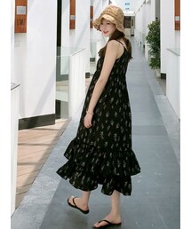minsshop | 花畑のフリルロングワンピース(ワンピース)