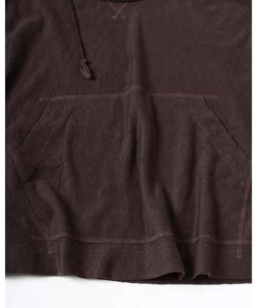 45R リネンガーゼ裏毛フーディー　ブラウン　ロゴ刺繍 45R（フォーティファイブアール）の「リネンガーゼ裏毛HOODIE（）」 - WEAR