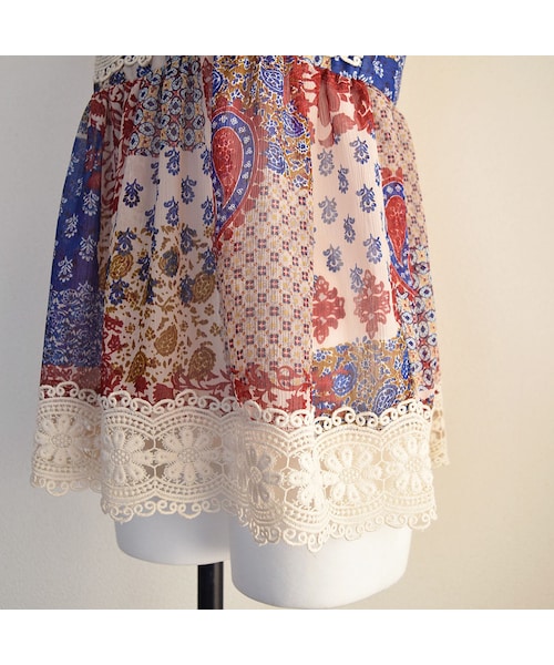 no brand（ノーブランド）の「【 MORE SALE 】プリントシフォン×レースキャミ（シャツ/ブラウス・レディース・その他）」の9枚目の写真