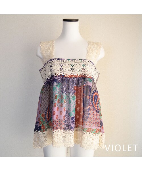 no brand（ノーブランド）の「【 MORE SALE 】プリントシフォン×レースキャミ（シャツ/ブラウス・レディース・その他）」の6枚目の写真