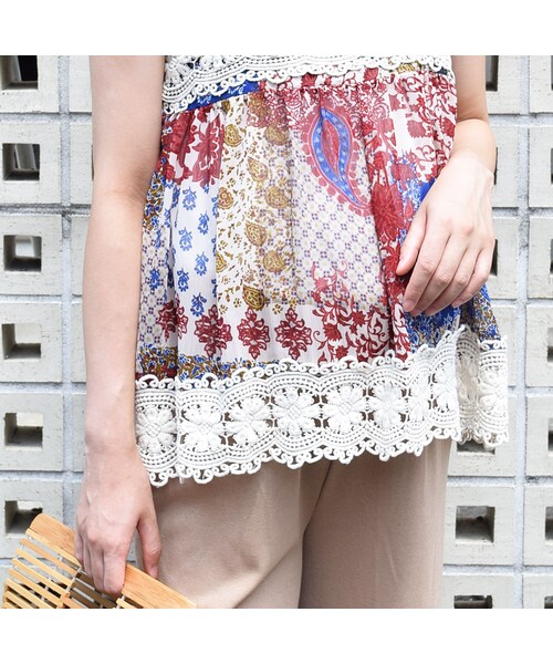 no brand（ノーブランド）の「【 MORE SALE 】プリントシフォン×レースキャミ（シャツ/ブラウス・レディース・その他）」の16枚目の写真