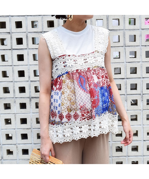 no brand（ノーブランド）の「【 MORE SALE 】プリントシフォン×レースキャミ（シャツ/ブラウス・レディース・その他）」の15枚目の写真