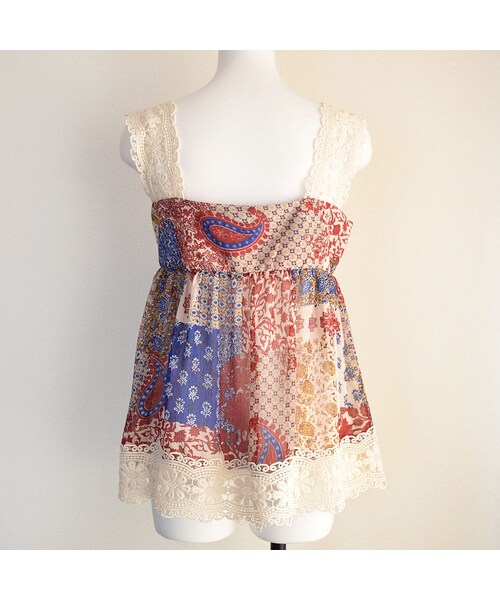 no brand（ノーブランド）の「【 MORE SALE 】プリントシフォン×レースキャミ（シャツ/ブラウス・レディース・その他）」の8枚目の写真