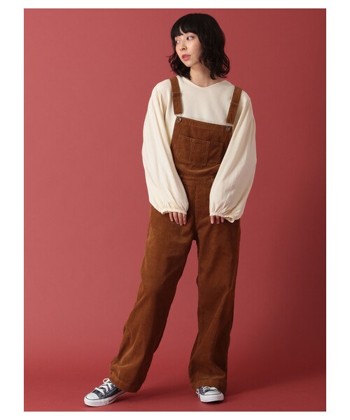 ehka sopo（エヘカソポ）の「コーデュロイ・デニムサロペット（オールインワン・サロペット・キャメル/カーキ/ネイビー・M）」の2枚目の写真