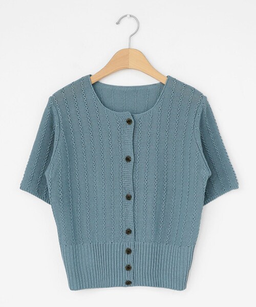 DHOLIC（ディーホリック）の「リブヘム半袖ニットカーディガン（カーディガン/ボレロ・レディース・ブラウン/イエロー/ブルー/その他・FREE）」の2枚目の写真