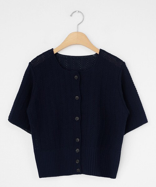 DHOLIC（ディーホリック）の「リブヘム半袖ニットカーディガン（カーディガン/ボレロ・レディース・ブラウン/イエロー/ブルー/その他・FREE）」の4枚目の写真